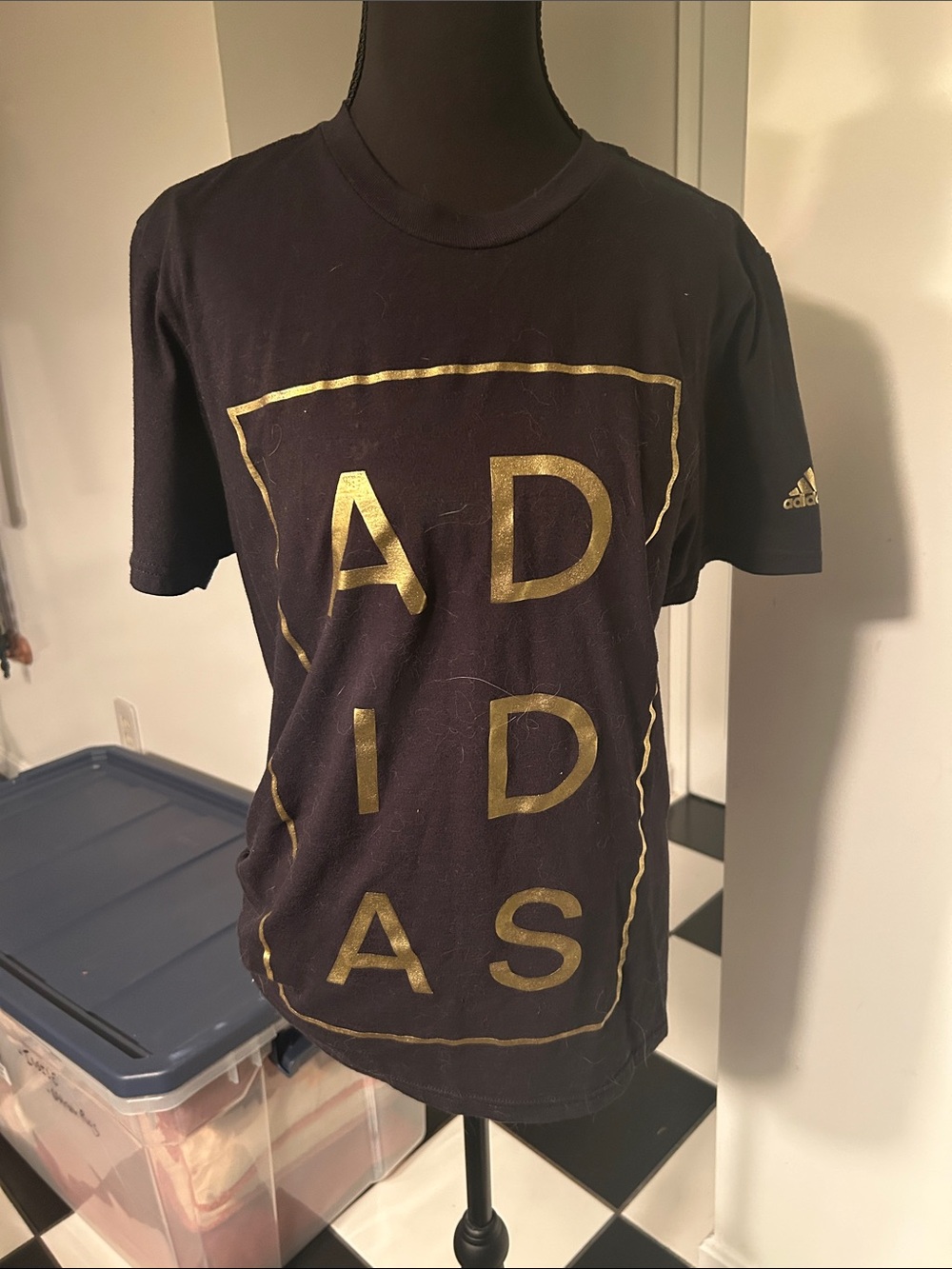 adidas Black Short Sleeve Tee with Metallic Gold ADIDAS Print